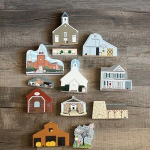 12 Pcs. The Cat’s Meow Village Wooden Collectible 2D Village
